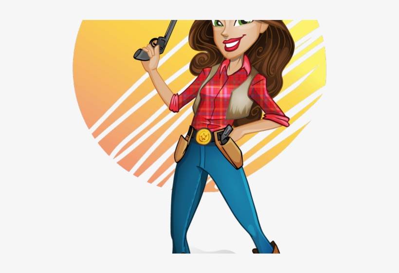 Cowgirl Clipart Female - Cowgirl Costume Cartoon, transparent png