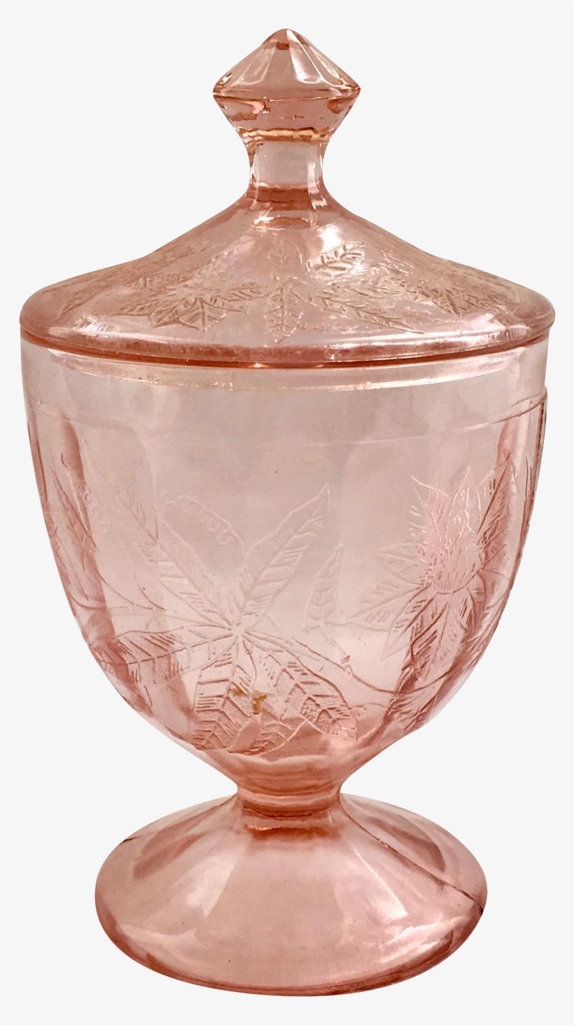 Jeannette Floral Poinsettia Pink Depression Glass Covered - Depression Glass, transparent png