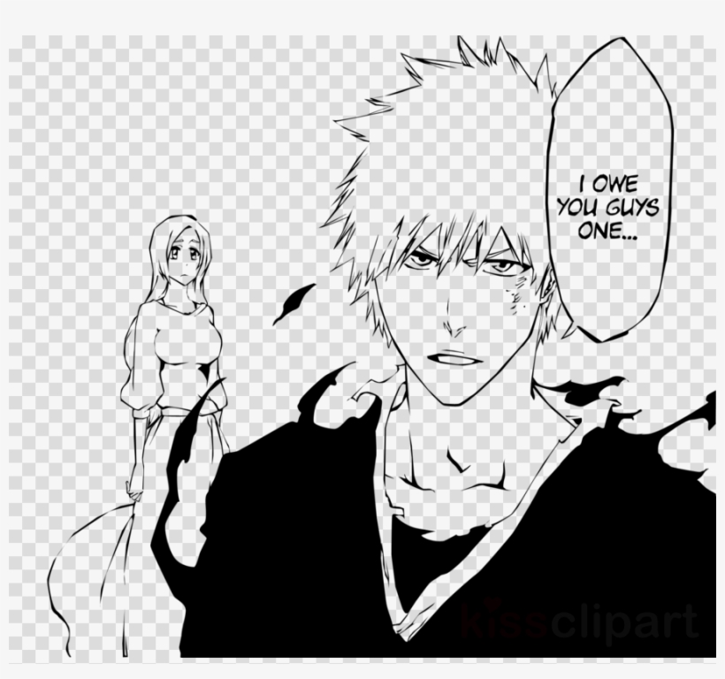 Ichigo And Inoue Clipart Ichigo Kurosaki Orihime Inoue - Ichigo Kurosaki Black And White, transparent png