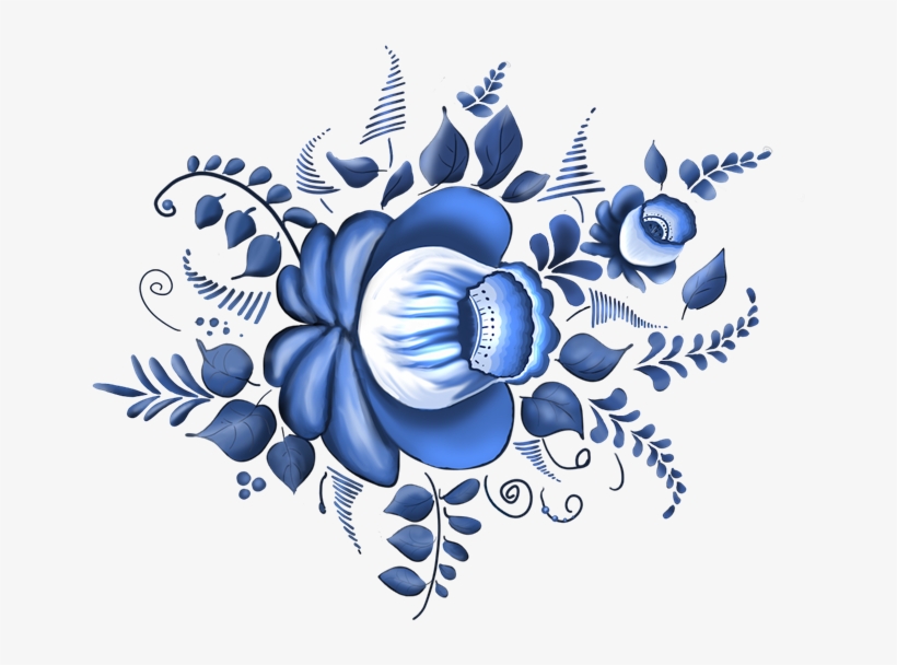 Scrap De Flores Azules - Гжель Рисунок, transparent png