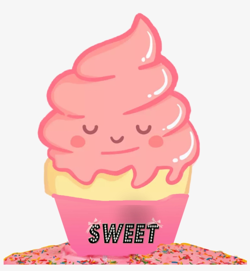 Cupcake Cute Kawaii Yummy Food Pink Tumblr Icecream - Green Ice Cream Cute, transparent png