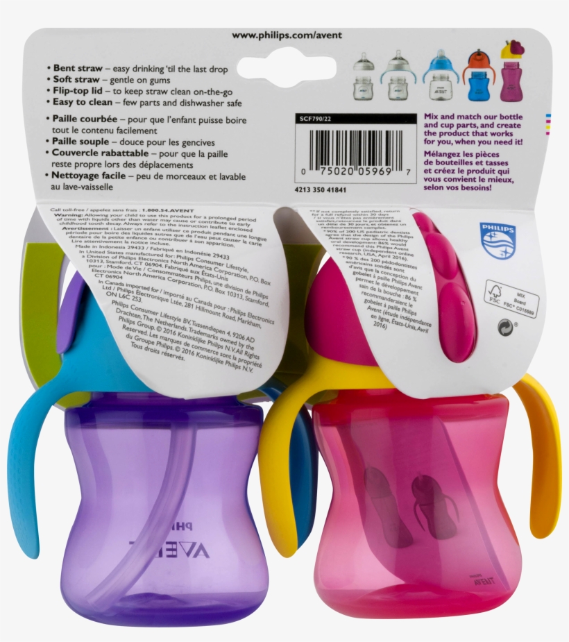 Philips Avent My Bendy Straw Toddler Cup, 7oz, 2 Count - Avent Straw Cup 200ml, transparent png