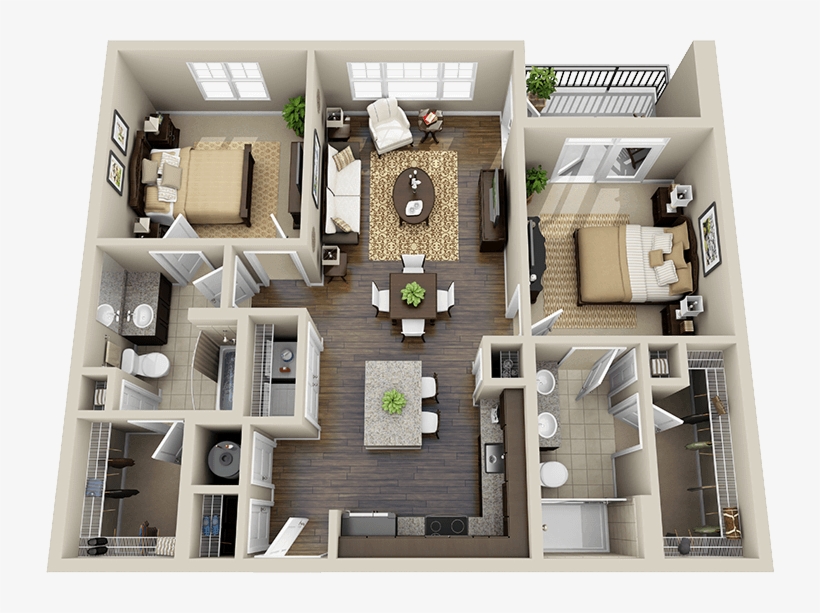 3d Floor Plan Apartment - Apartment, transparent png