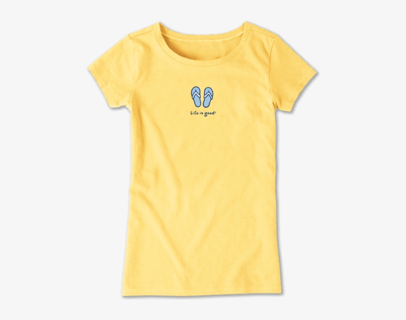 Girls Flip Flops Vintage Crusher Tee - Life Is Good, transparent png