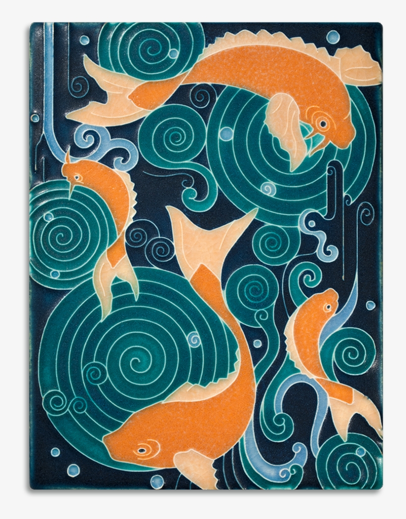 6815tu Koipond Turquoise 1,000×1,000 Pixels - Motawi Tile Koi, transparent png