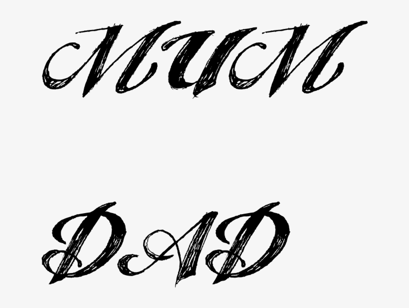 Mum Dad Tattoo In Angel Tears Font - Lineman By Day Daddy By Night Round Ornament, transparent png