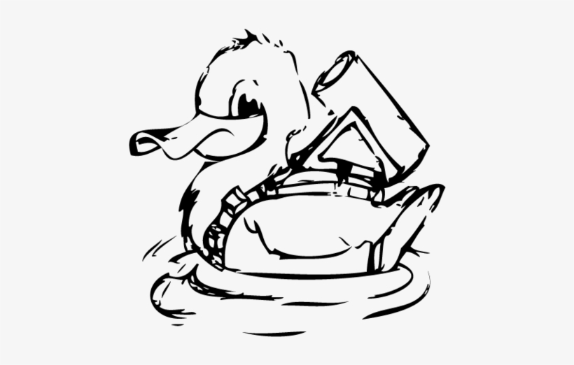 Black Ink Outline Duck Tattoo Design - Drawing, transparent png