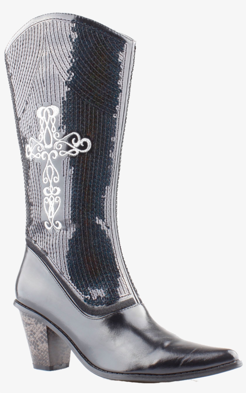 Black Bling Cowboy Boots, transparent png