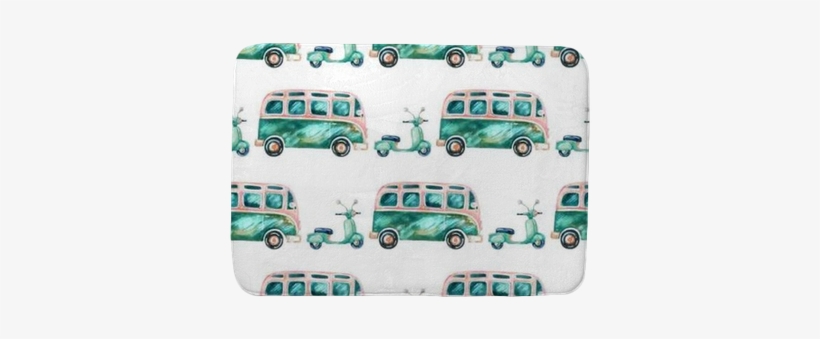 Watercolor Hippie Camper Van And Scooter Bath Mat • - Las Chicas De Canterbury - Wright Kim, transparent png