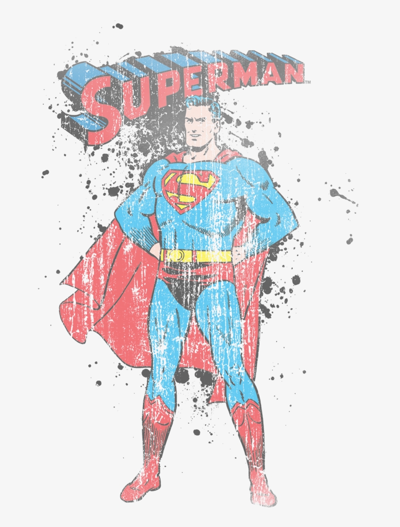 Superman Vintage Ink Splatter Men's Regular Fit T-shirt - T-shirt, transparent png