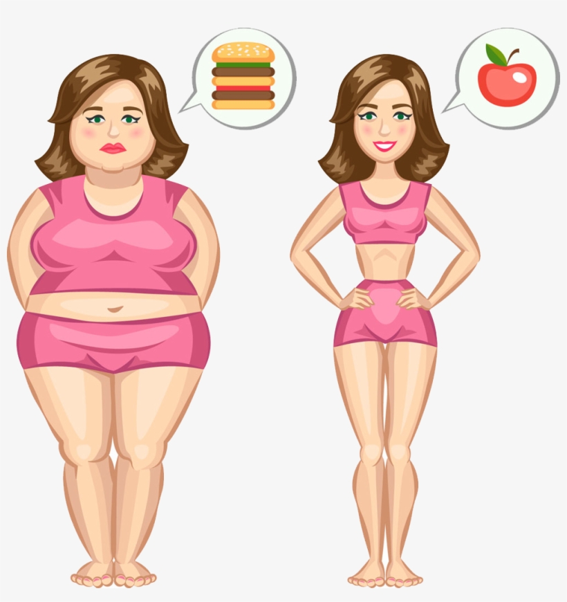Adipose Tissue Weight Loss Fat Clip Art - Slim Vs Fat Girl, transparent png