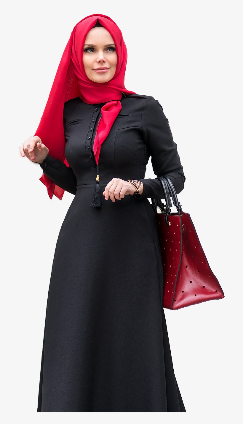 Black Dress0pink Hijab - Dress, transparent png