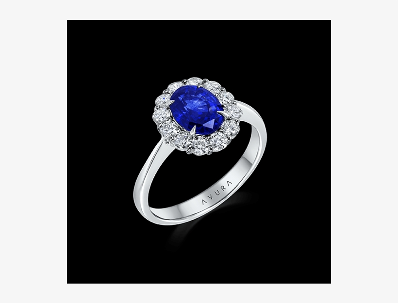 Blue Sapphire Ring Set With White Diamonds, 18kt White - New Blue Sapphire Ring, transparent png