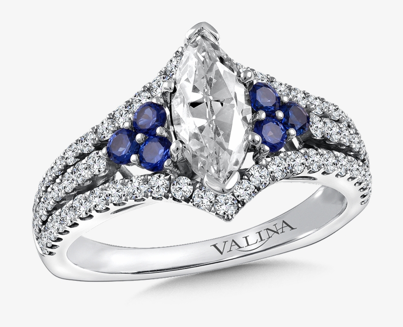 Valina Diamond & Blue Sapphire Engagement Ring Mounting - Engagement Ring, transparent png