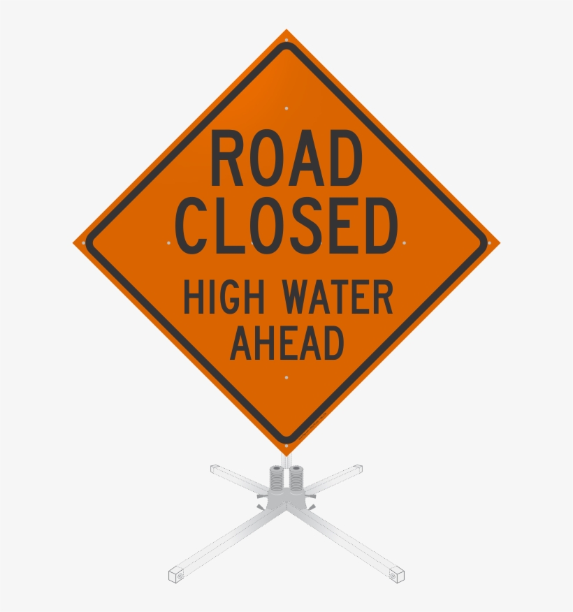 Road Closed High Water Ahead Roll-up Sign - Right Lane Closed Ahead Sign, transparent png