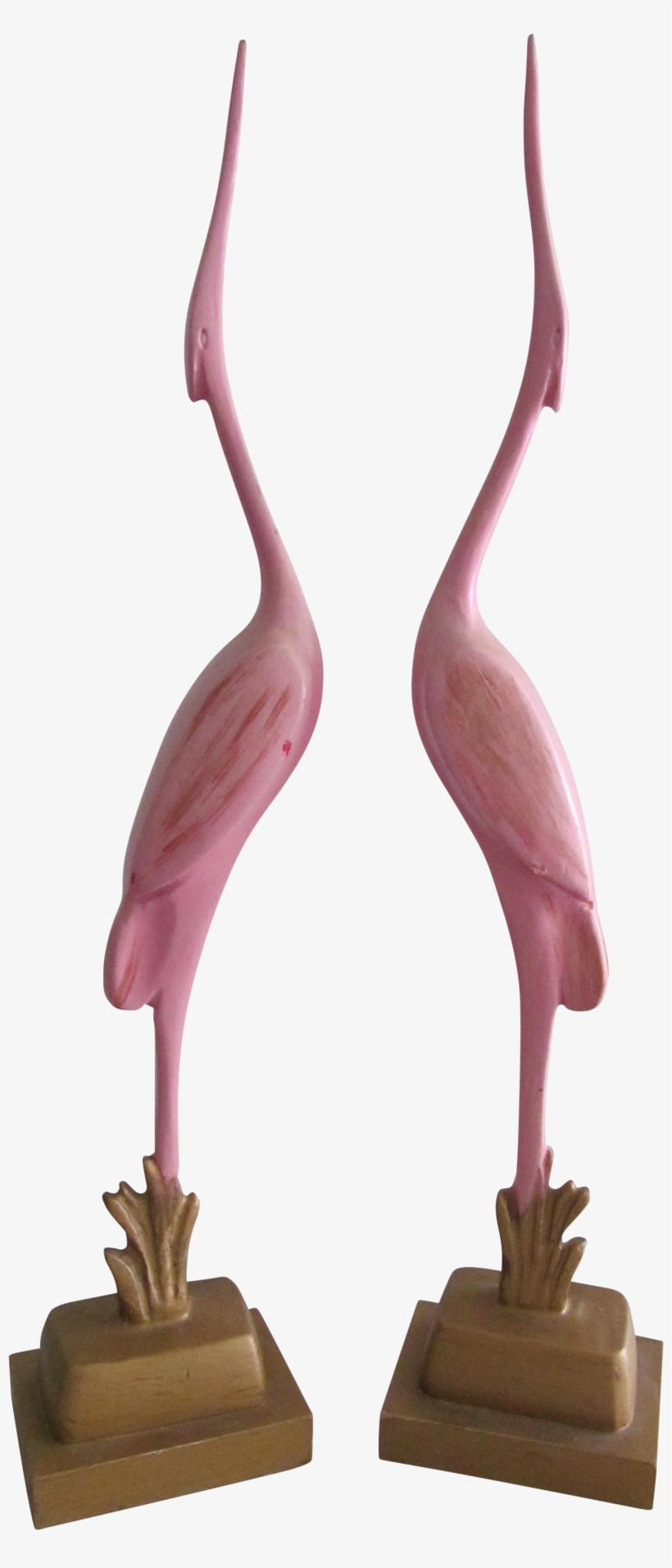 Whimsical Pair Of Vintage Hand Carved Flamingos - Flamingo, transparent png