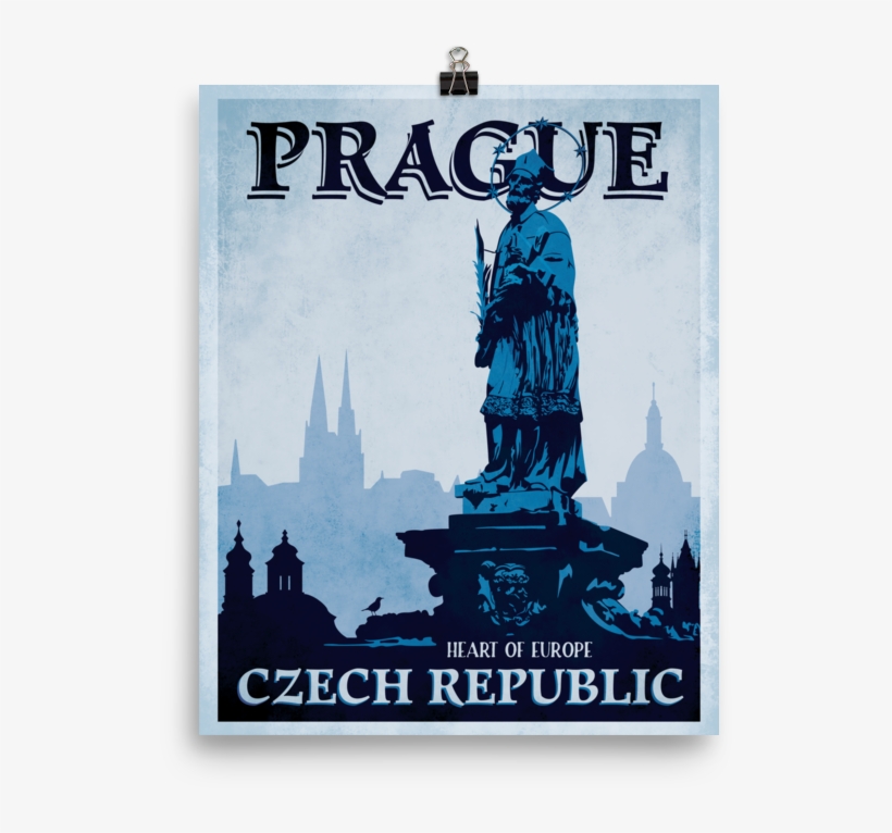 Prague Vintage Travel Poster - Statue Of John Of Nepomuk, transparent png