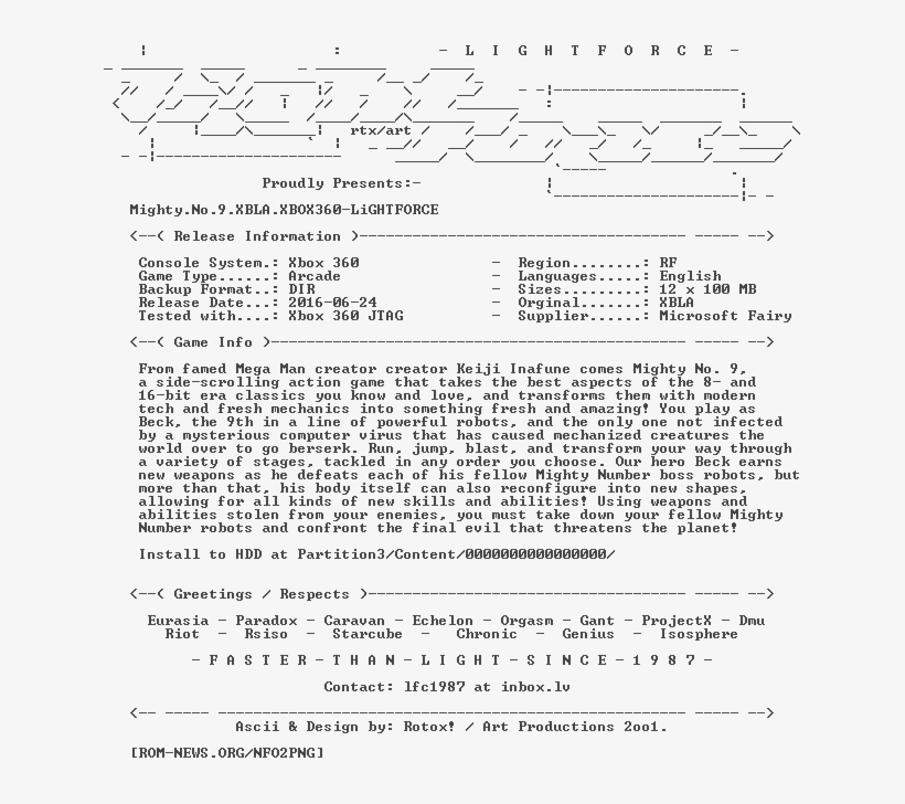 Mighty - No - 9 - Xbla - Xbox360-lightforce - - Pdf, transparent png