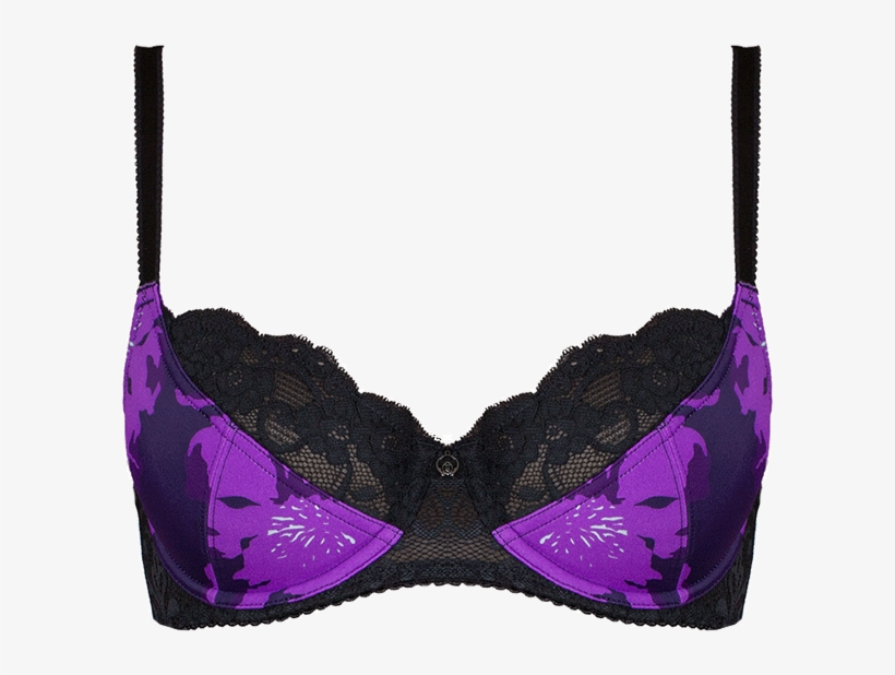 Flower Print Purple & Black Braa04 2025purple/black - Bra Black Purple, transparent png