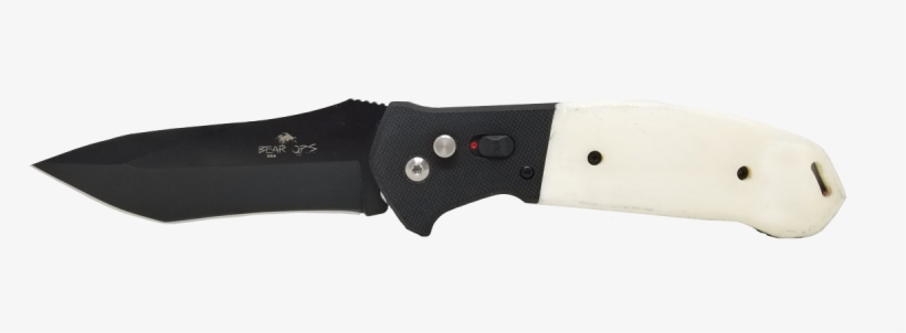 5" Black G10 And White Smooth Bone Auto W/black Finish - Blade, transparent png