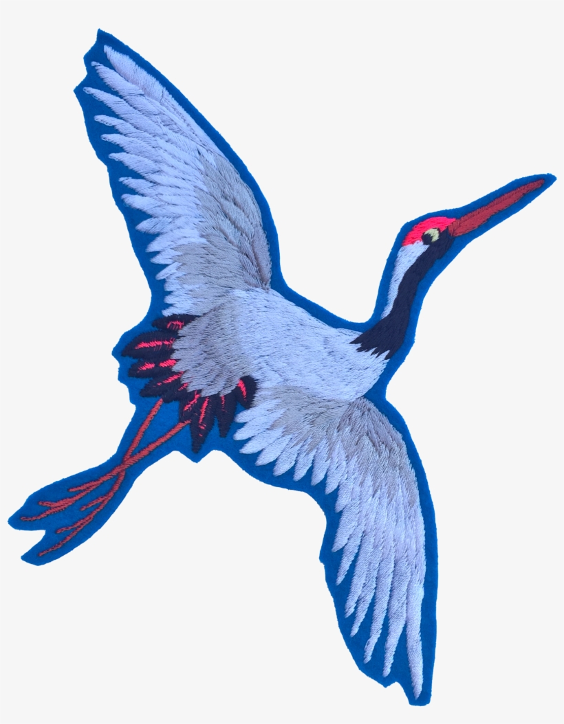 Neon Crane Embroidered Patch - Embroidery, transparent png
