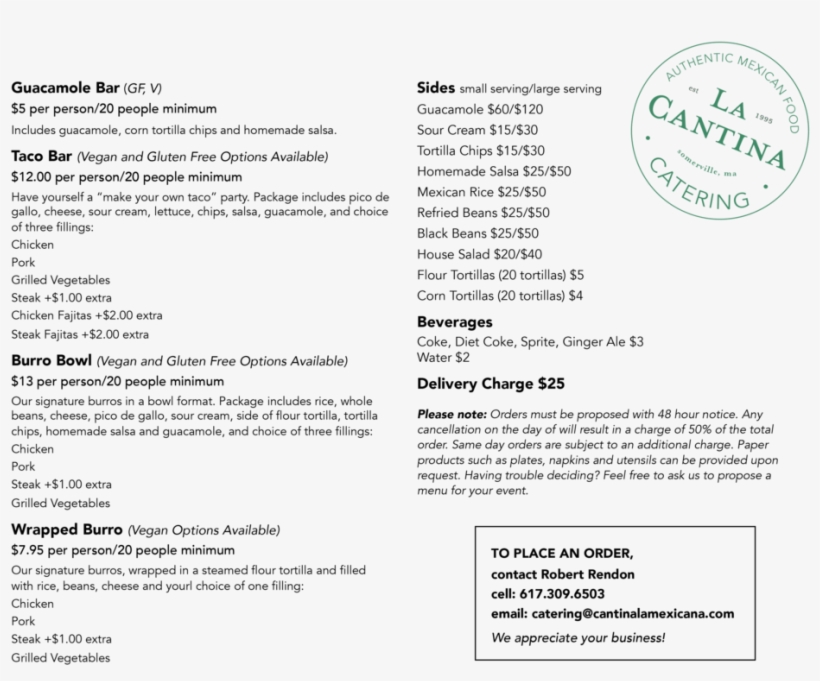 Catering Menu Forwebsite - Menu, transparent png