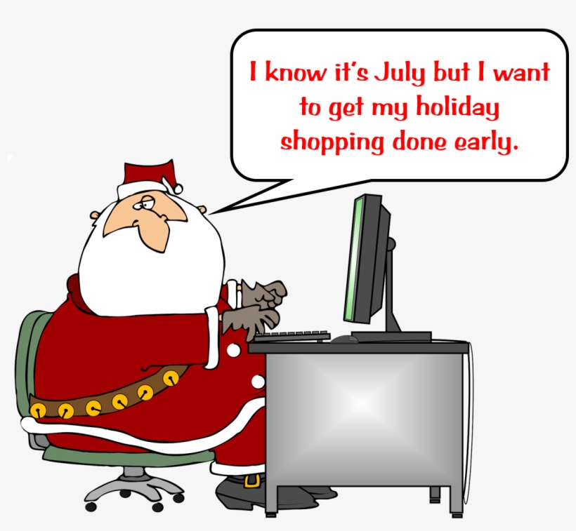 Santa On A Computer, transparent png