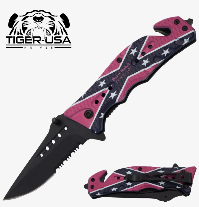 Pink Rebel Flag "born Rebel Country Girl" - Dont Tread On Me Knife, transparent png