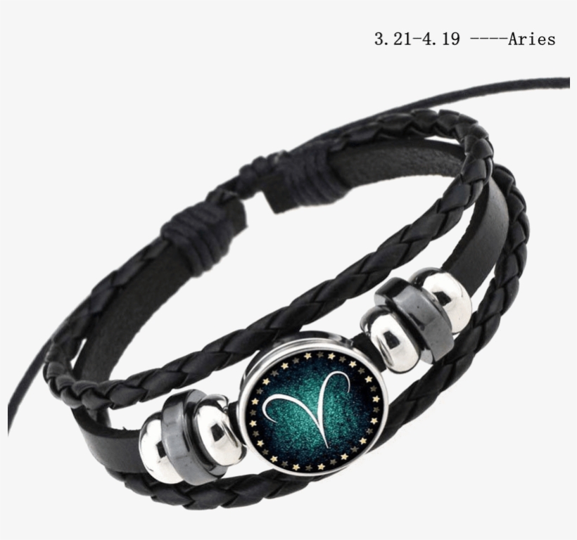 Constellation Charm Leather Bracelet - 12 Constellations Bracelet (unisex), transparent png