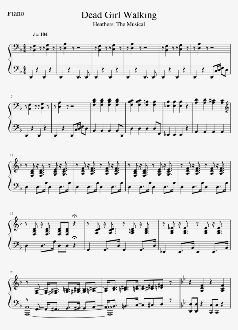 The Musical - Treat You Better Piano Sheet, transparent png