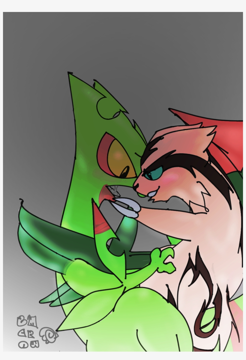 Linooone X Mega Sceptile - Cartoon, transparent png