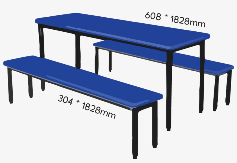 6 Person Square Canteen Table Set - Wood Bench 3d Model, transparent png