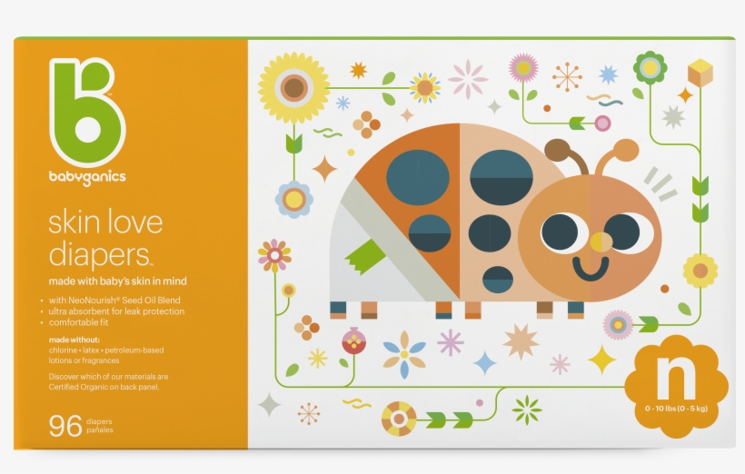 Diapers Sizen Box Front - Babyganics Diapers - Newborn - 36 Ct, transparent png
