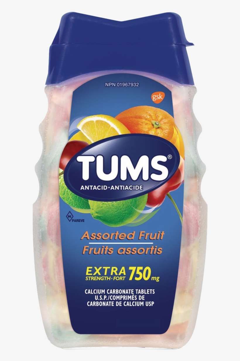 Tums Extra Strength 750mg Antacid Assorted Fruit Calcium - Tums Tablets, transparent png
