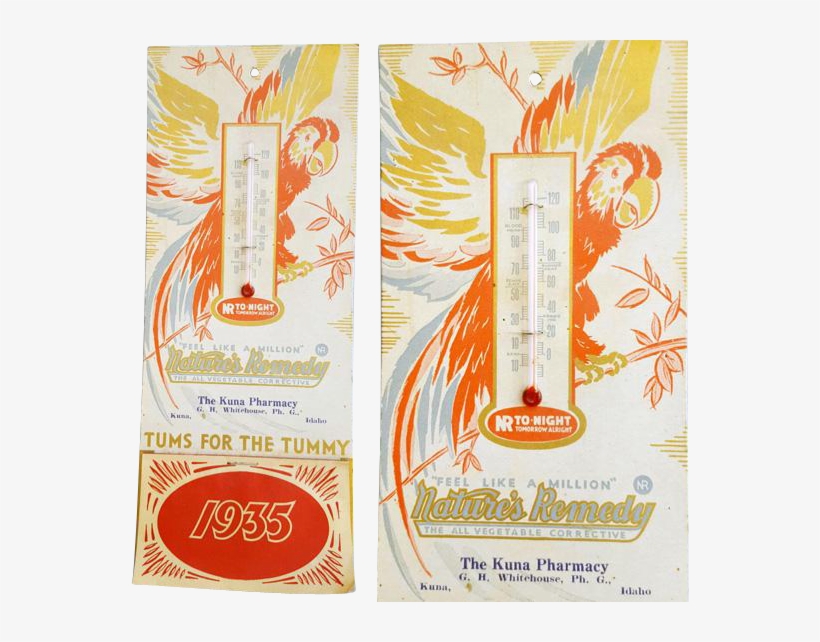 1935 Thermometer Calendar Kuna Idaho Pharmacy Tums - Cosmetics, transparent png