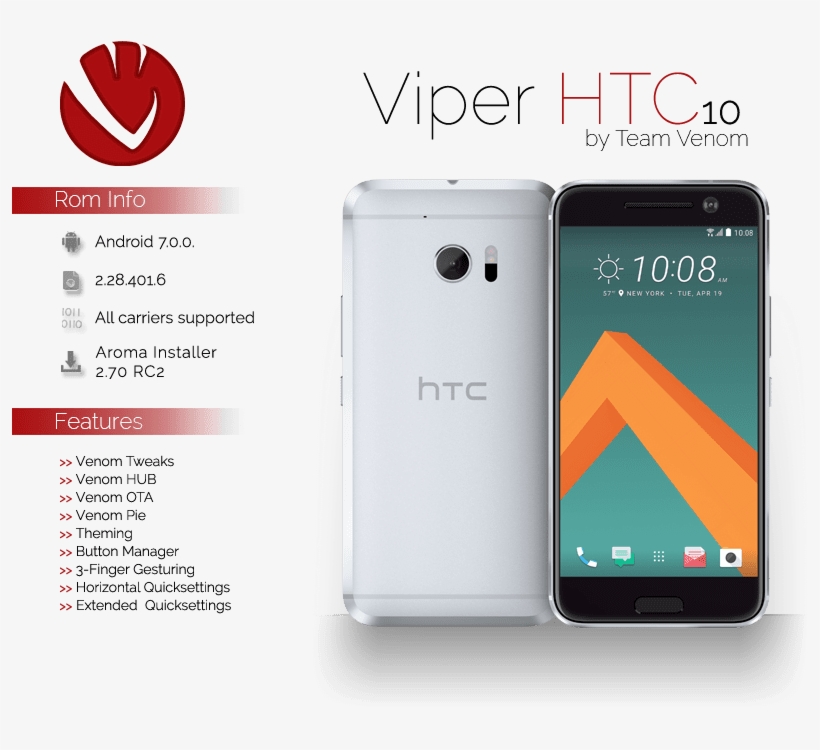 Rooted Htc 10 Nougat Rom Viper10 - Htc 10, transparent png