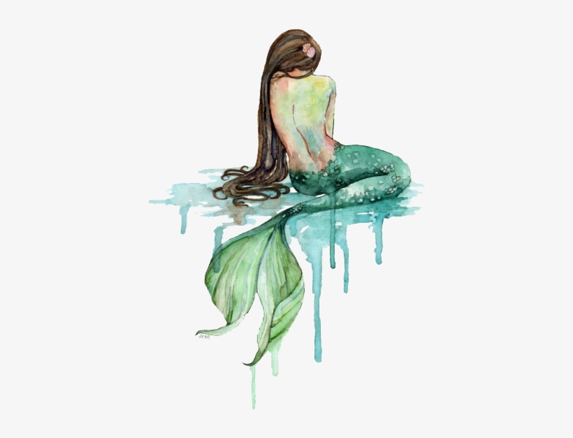 Mermaid Sticker - Watercolor Drawings Mermaid, transparent png