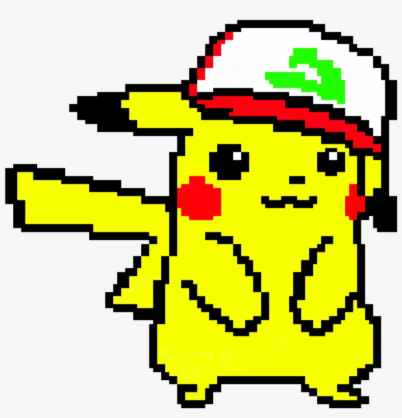 Cute Pikachu Wearing Ash's Hat - Bead, transparent png