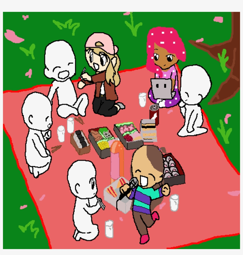 Having A Picnic Under The Sakura Tree - Cartoon, transparent png