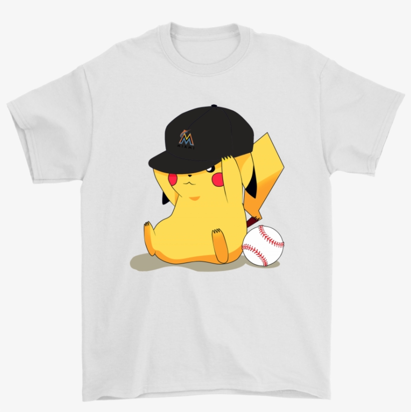 Cute Pikachu Miami Marlins Baseball Sports Shirts - Shirt, transparent png