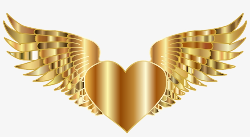 Medium Image - Gold Heart With Wings, transparent png