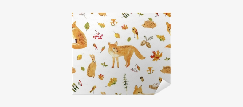 Fox,rabbit,hedgehog,bird And Floral - Illustration, transparent png