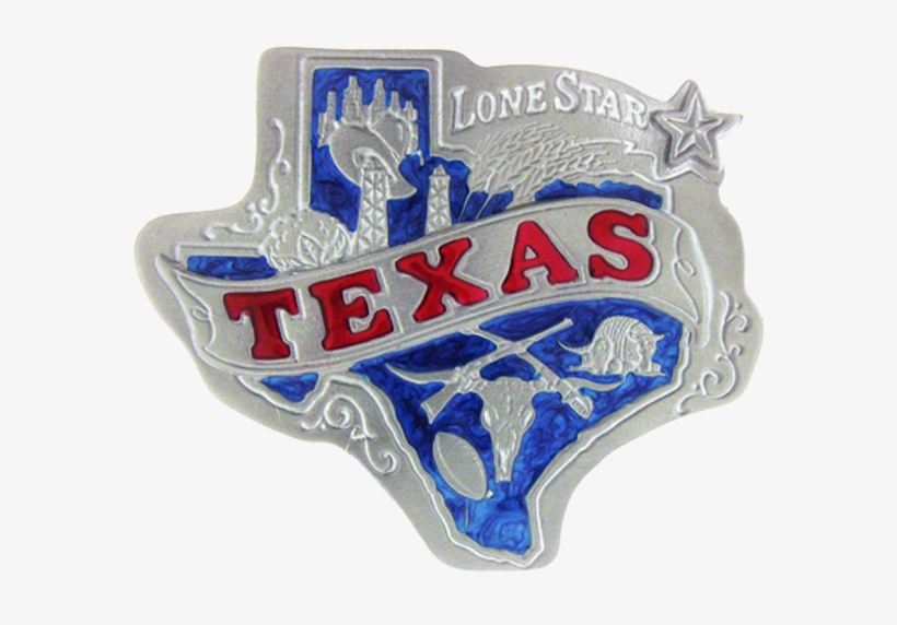 This Colorful Belt Buckle Is In The Shape Of Texas - Badge, transparent png
