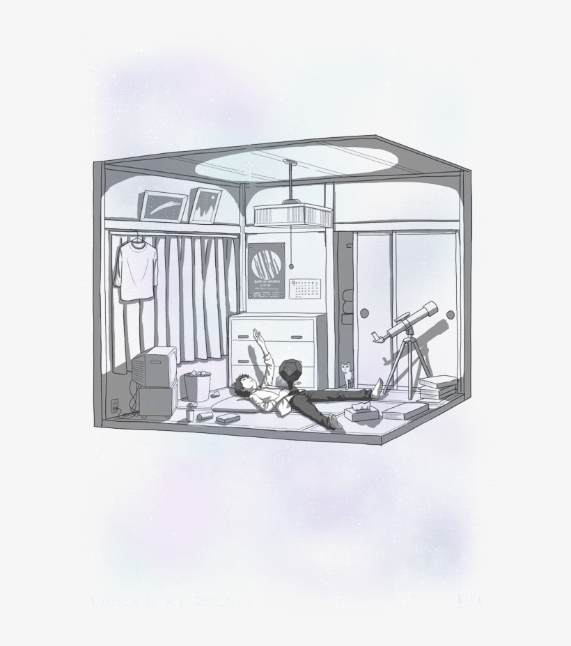 Boy In Room Looking At Sky - Illustrations By Taki, transparent png