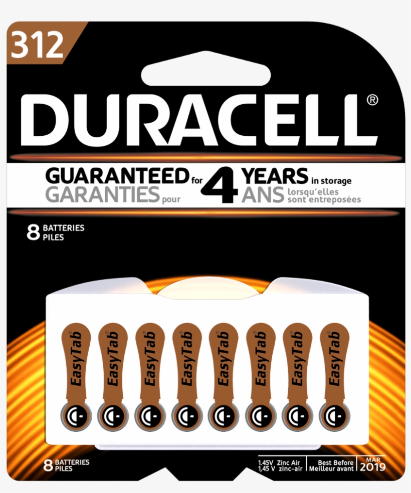Hearing Aid Batteries - Duracell Easytab 312 Battery - Pr41 - Zinc Air, transparent png