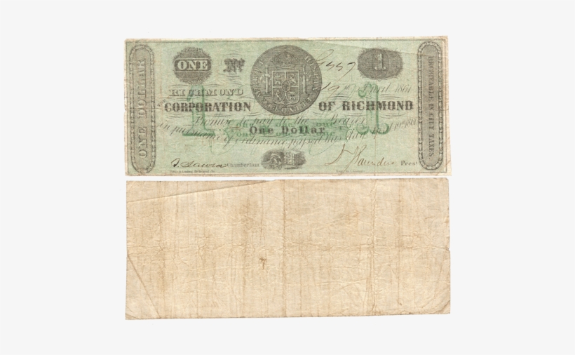 1861 $1 Corporation Of Richmond, Virginia Tr05-21 ~ - Virginia, transparent png