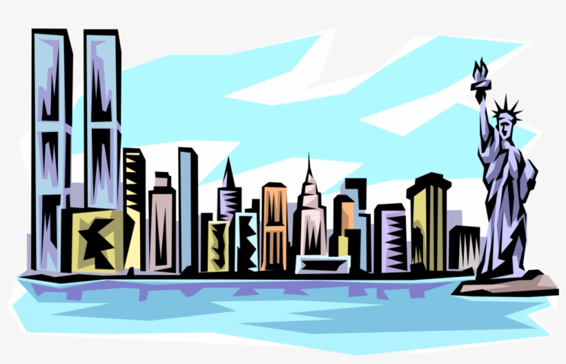 Vector Illustration Of Pre 9/11 New York Skyline With - New York Skyline Clip Art, transparent png