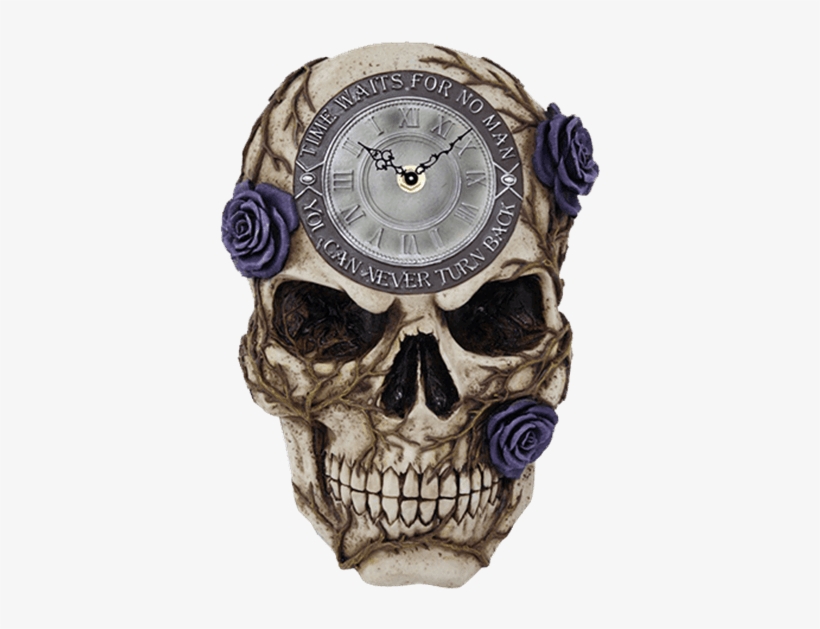 Purple Rose Skull Clock, transparent png