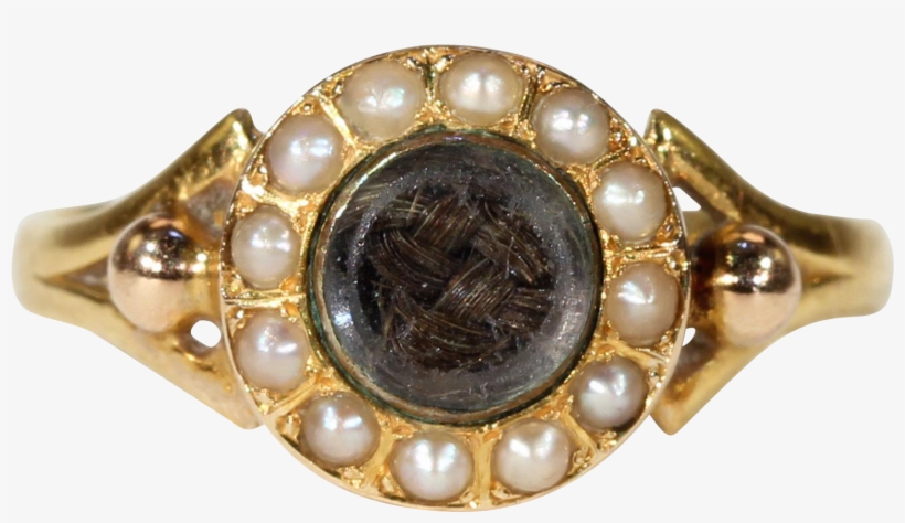 Victorian Gold Pearl And Hair Ring Hallmarked, transparent png
