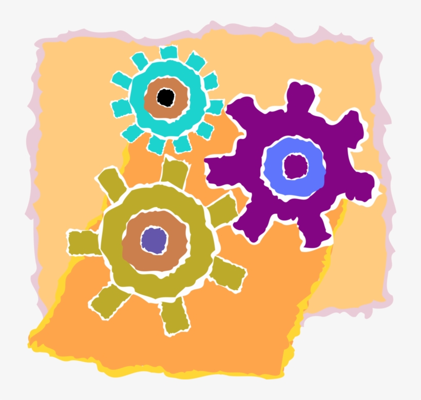 Vector Illustration Of Gear Cogwheel Rotating Machine, transparent png